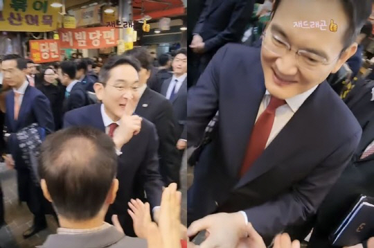 이재용 삼성전자 회장이 지난 6일 부산 깡통시장을 방문했을 당시 찍힌 모습. SNS 인스타그램 캡처본.